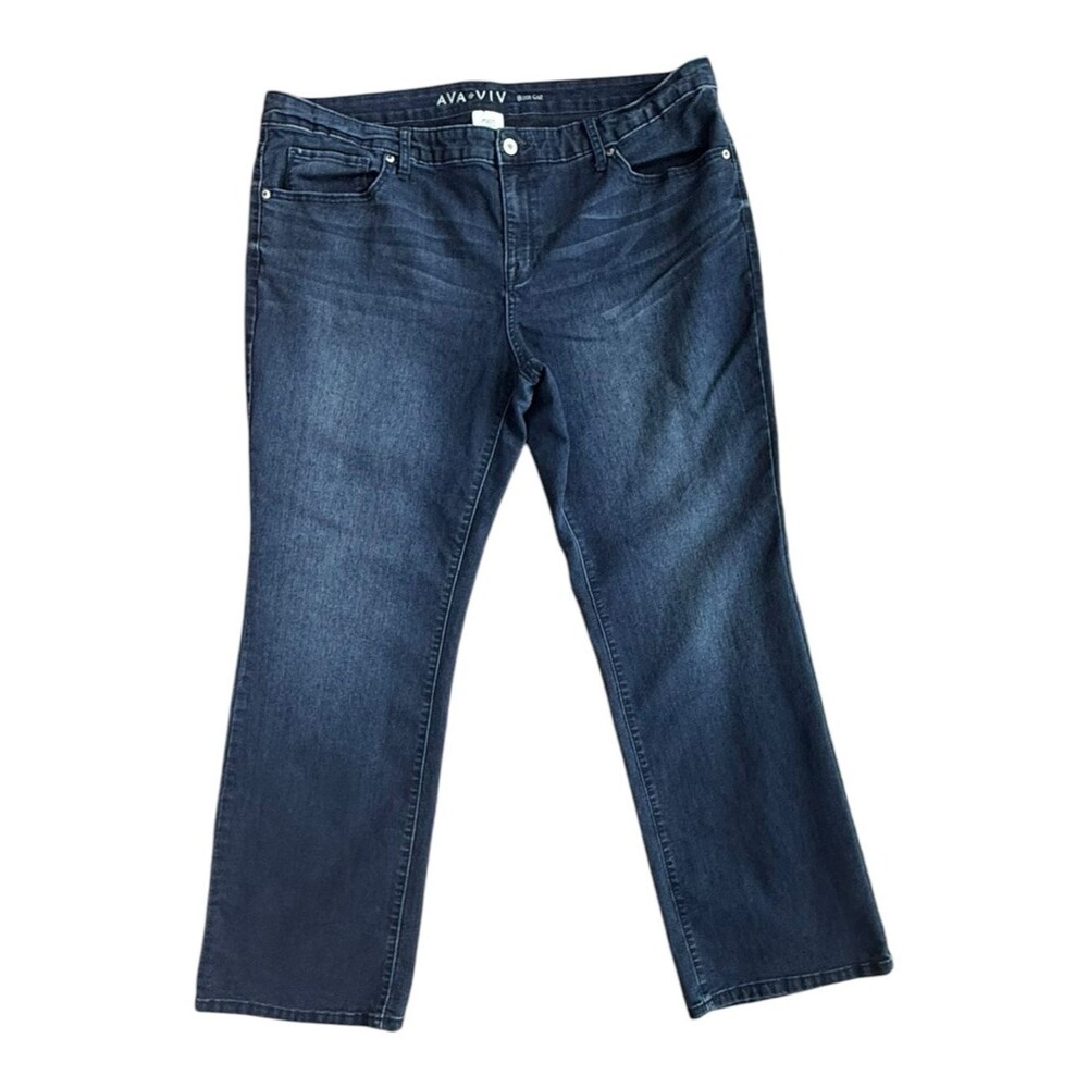 Ava & Viv Boot Cut Super Stretch Dark Wash Blue Indigo Jeans. 20. 20W. Plus.